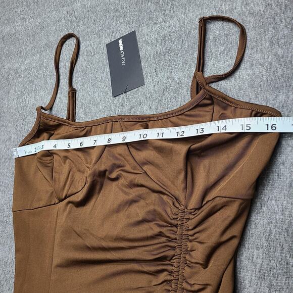 Fashion Nova Dress Womens 1X Brown From The Inside Out Ruched Mini Adjustable - Picture 4 of 10